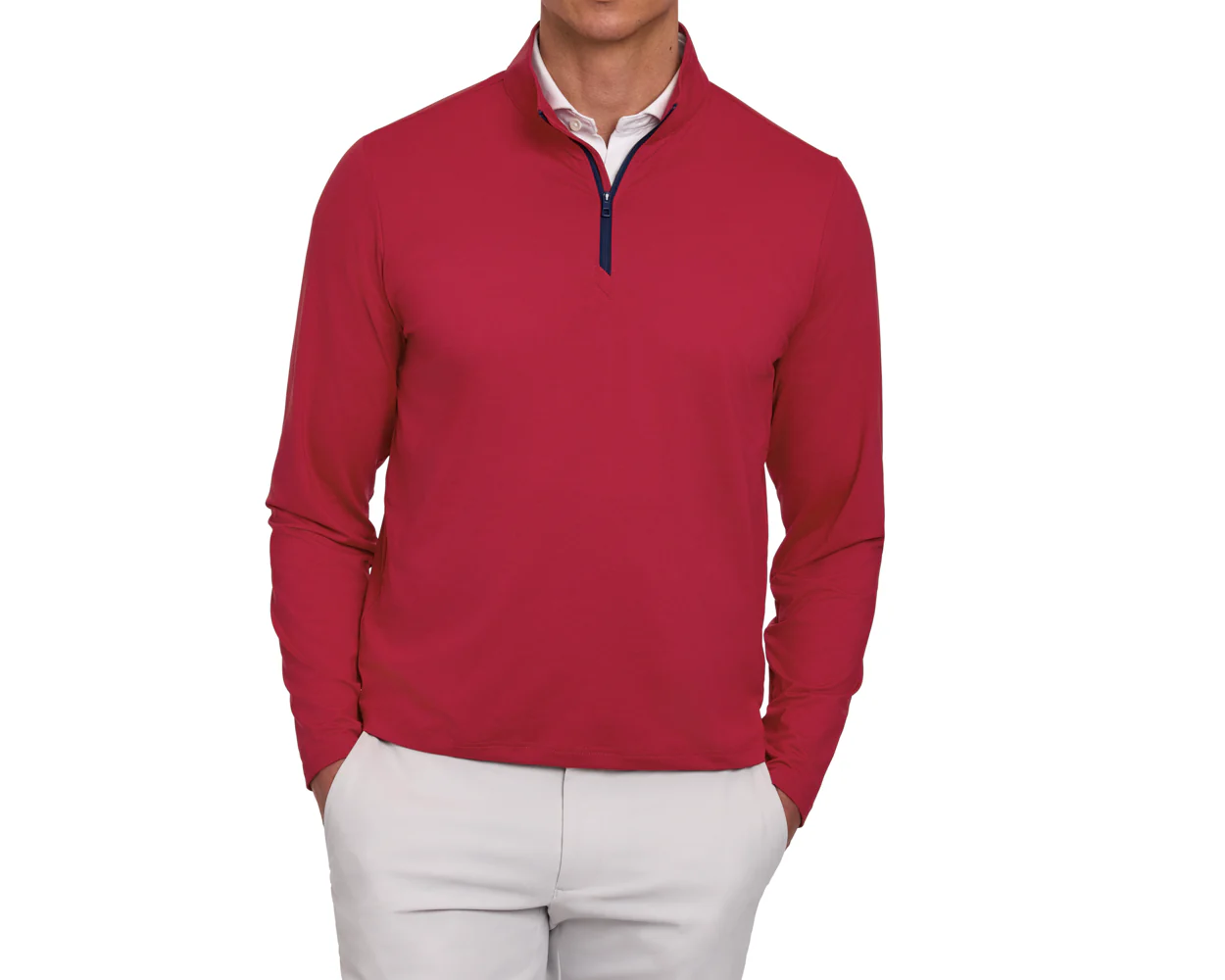 The Bell Quarter-Zip: Heathered Liberty Red - Image 2
