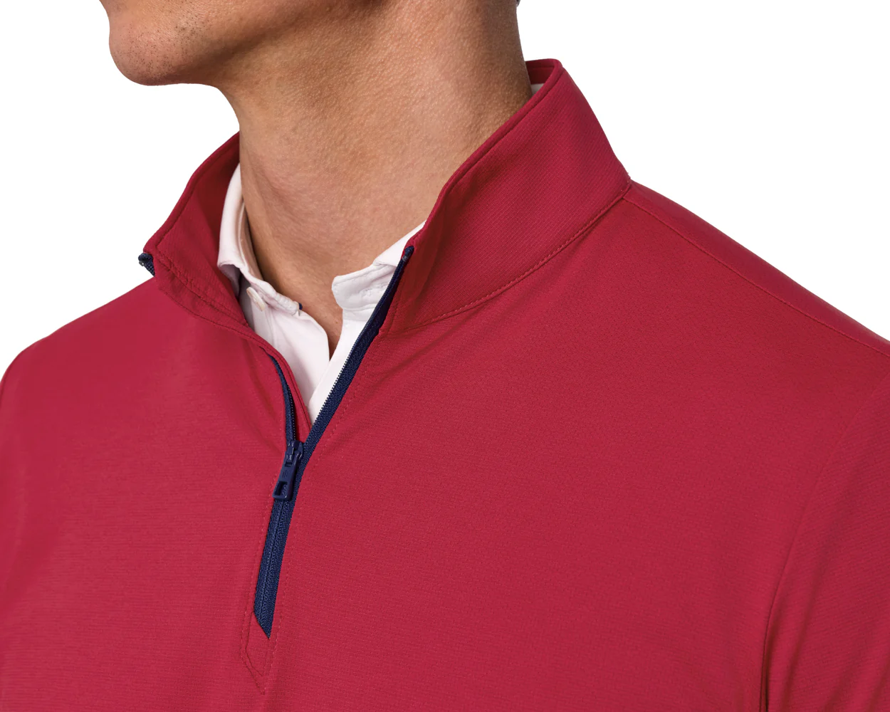The Bell Quarter-Zip: Heathered Liberty Red - Image 5