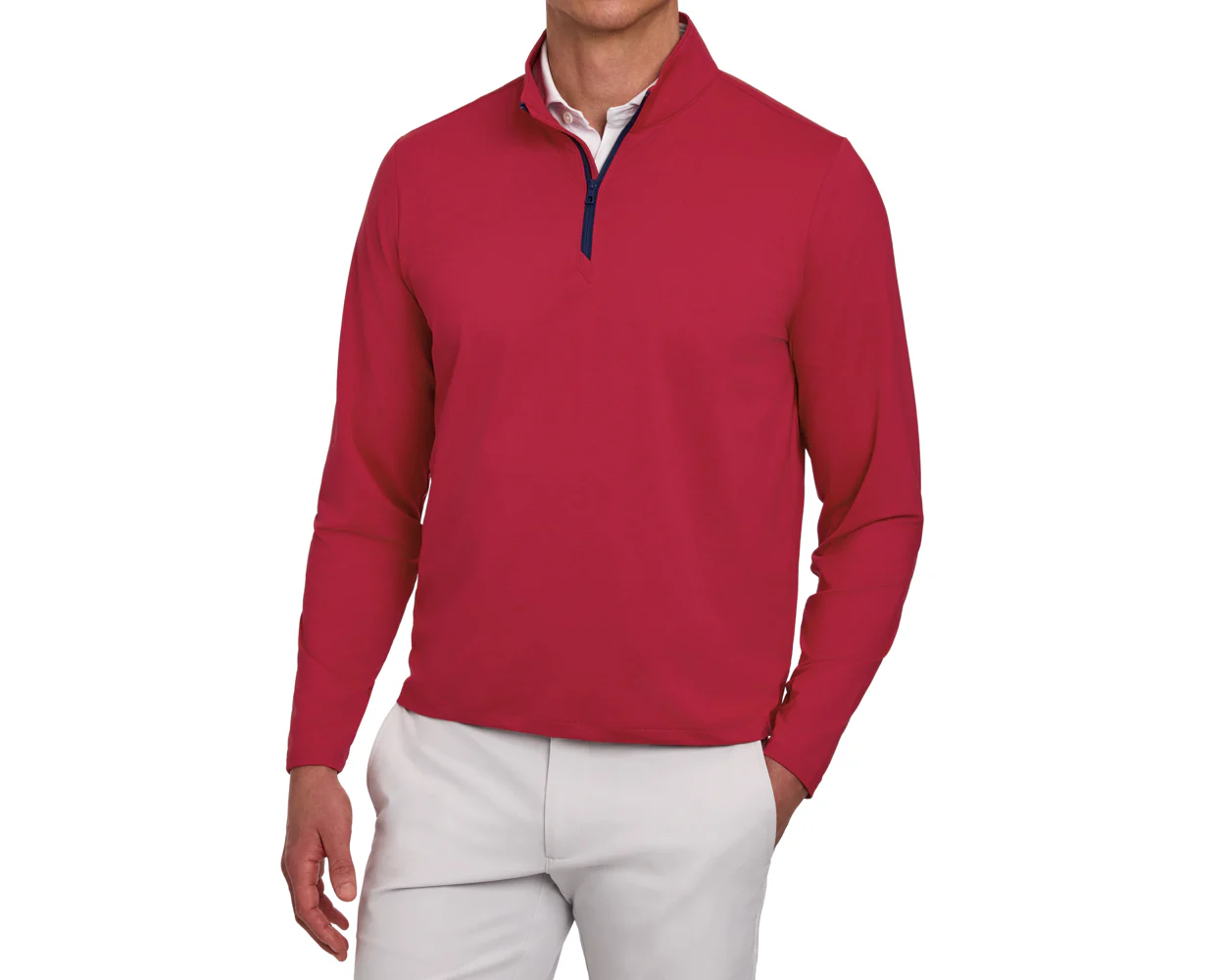 The Bell Quarter-Zip: Heathered Liberty Red - Image 6