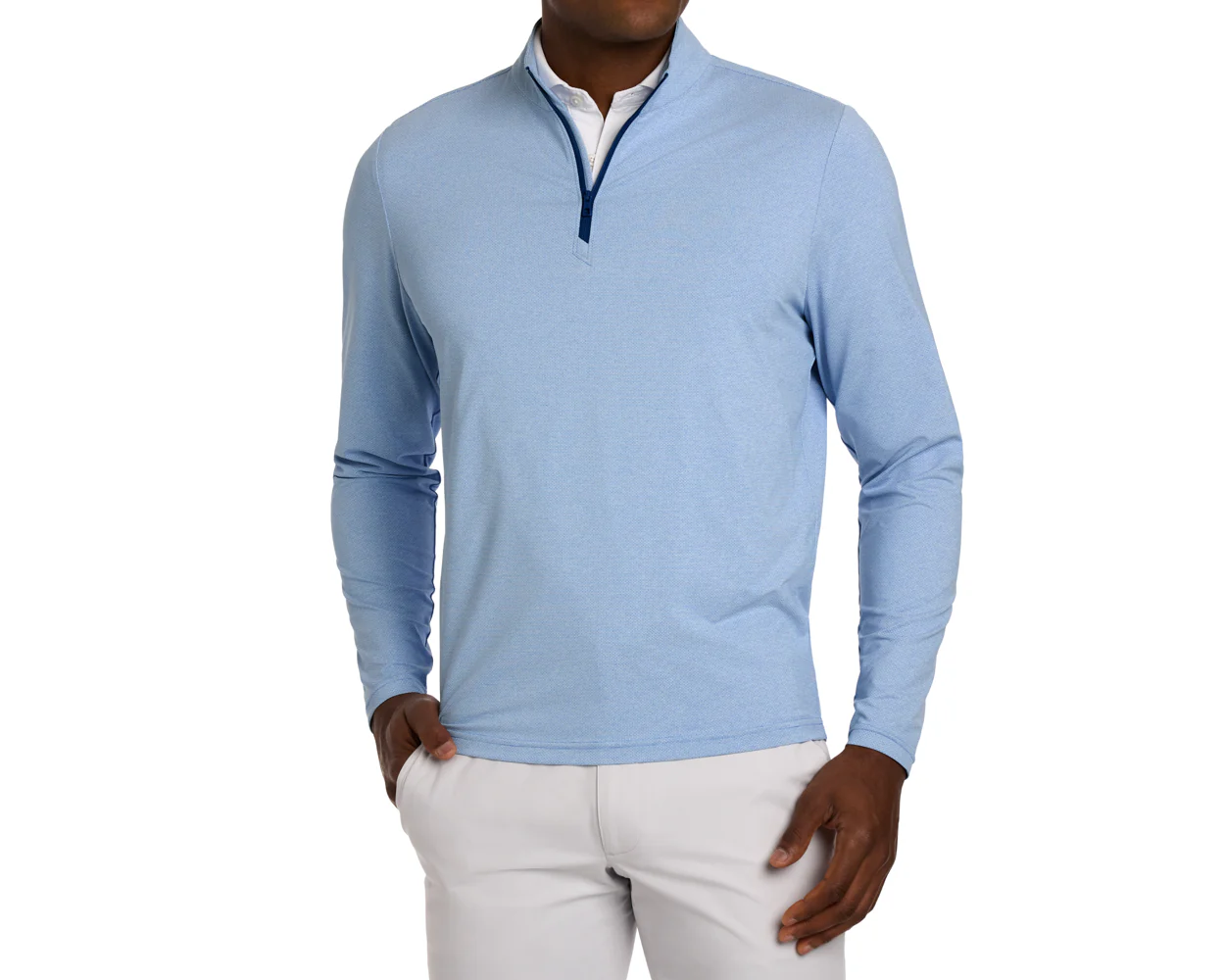 The Bell Quarter-Zip: Heathered Vista Blue - Image 7