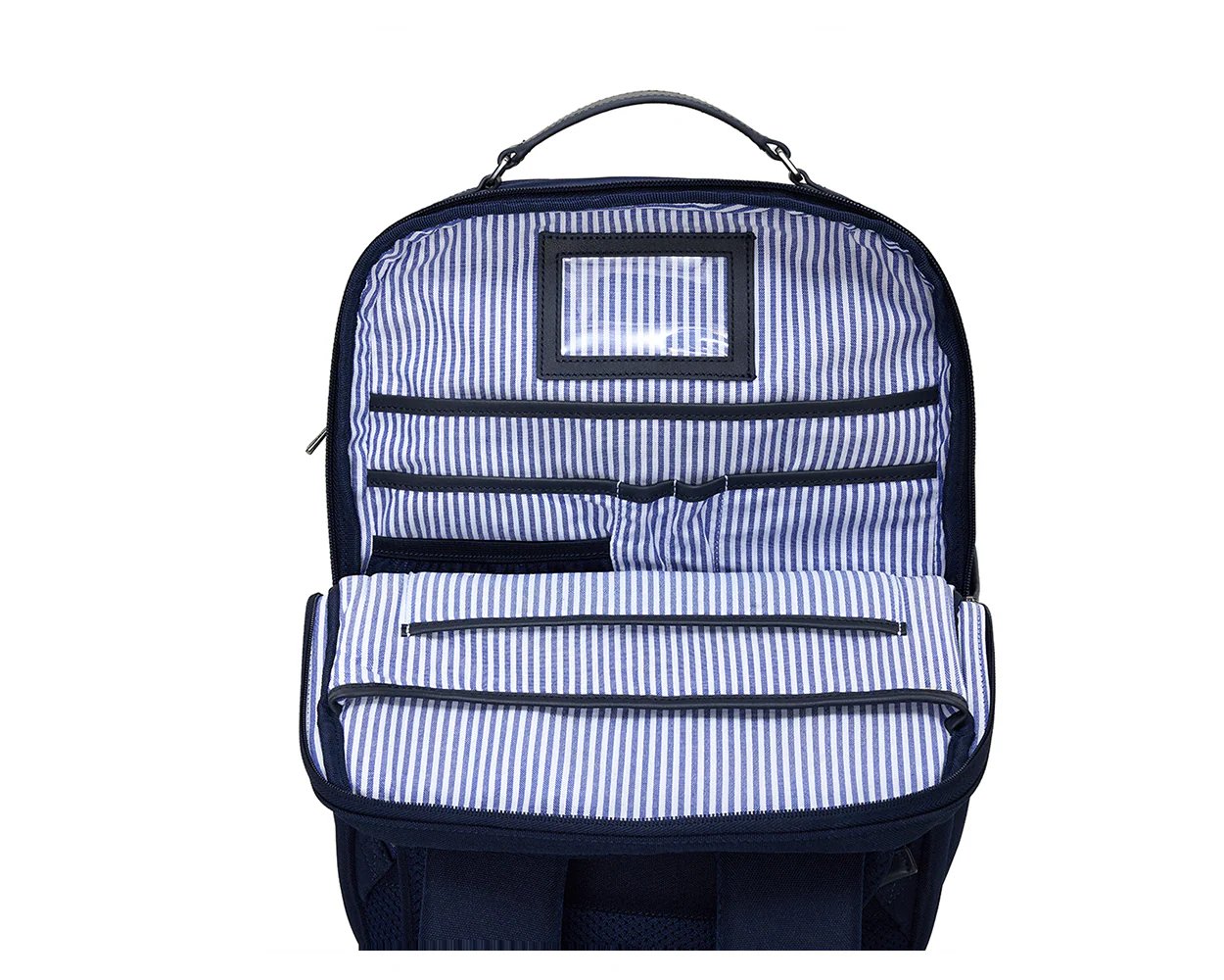 The Broughton Backpack: Navy Ballistic - White Embroidery - Image 4
