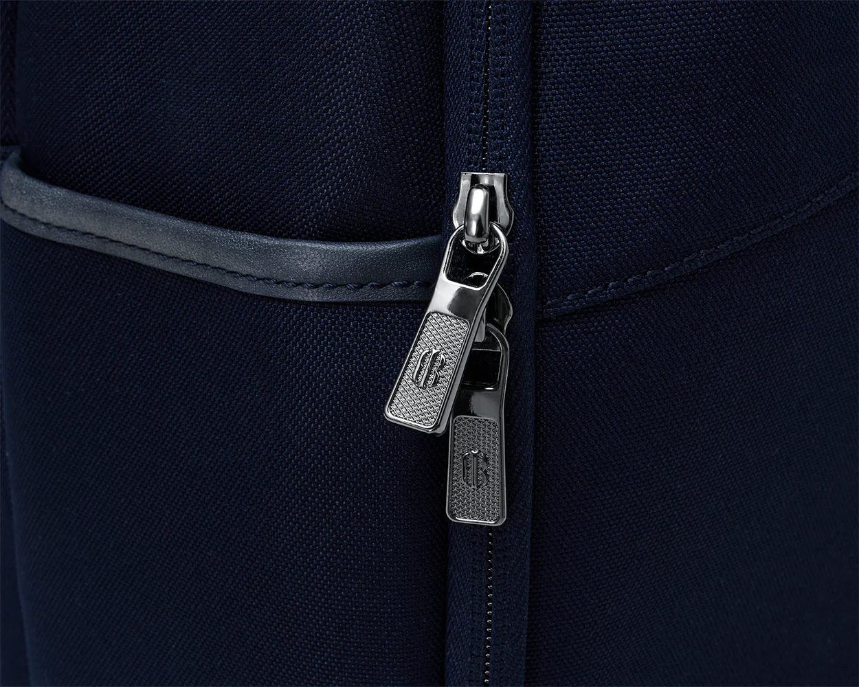 The Broughton Backpack: Navy Ballistic - White Embroidery - Image 6