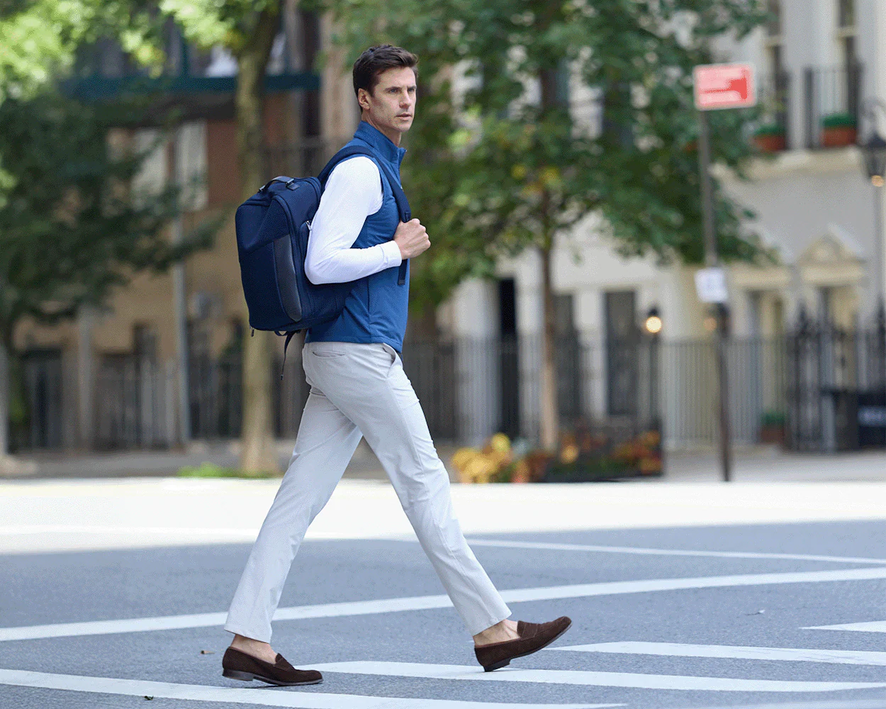 The Broughton Backpack: Navy Ballistic - White Embroidery - Image 8