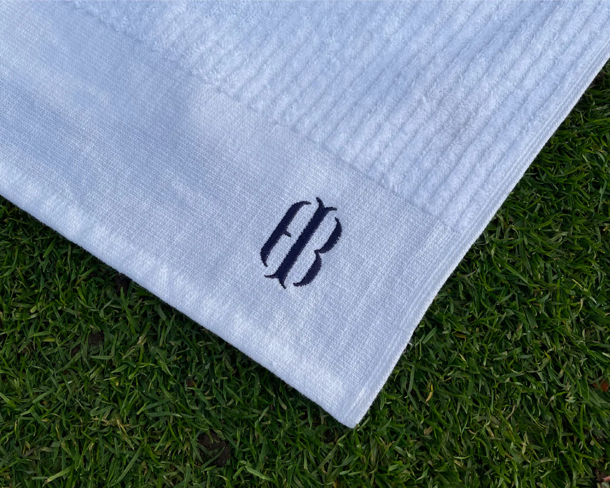 Tour Towel: White with Navy Stripes | Navy HB Icon - Image 3